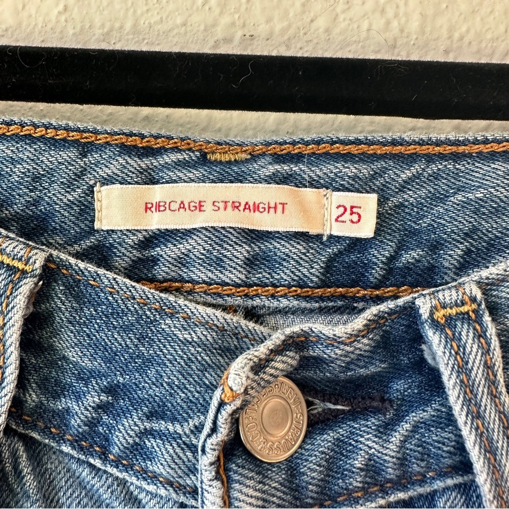 LEVI’S RIBCAGE Super High Rise Straight Jeans Baggy 25 - Picture 8 of 11